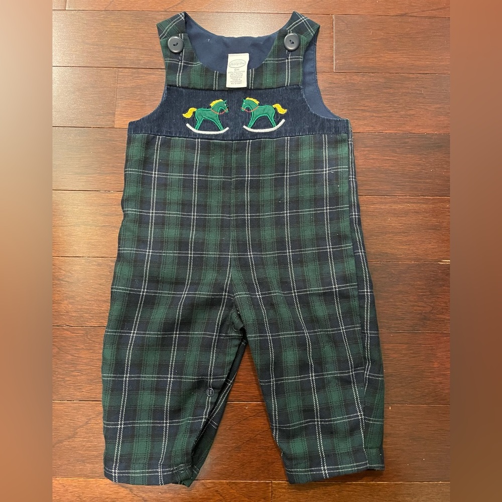 6 mo Green and Blue Plaid Holiday Longall